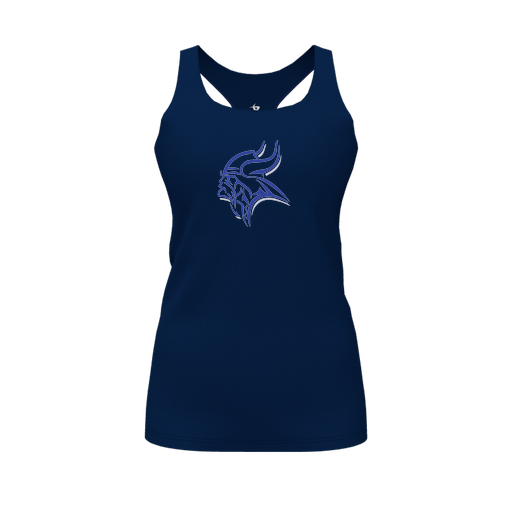 [FT0TRBNV-FYS-LOGO1] Decker Racerback Tank Top (Female Youth S, Navy, Logo 1)