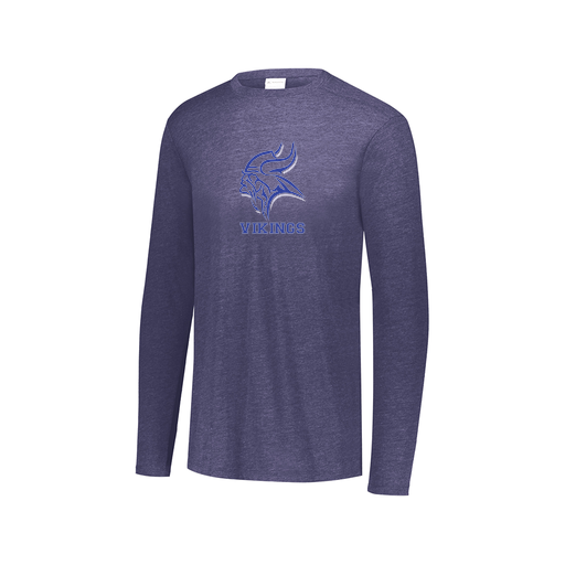 [FTLCUBNV-AXS-LOGO3] Decker Men's Tri-Blend T-Shirt - Long Sleeve (Adult XS, Navy, Logo 3)
